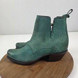 Nocona Boots Womens Size 9.5 B Green Leather Western Ankle Square Toe 3898-VF6